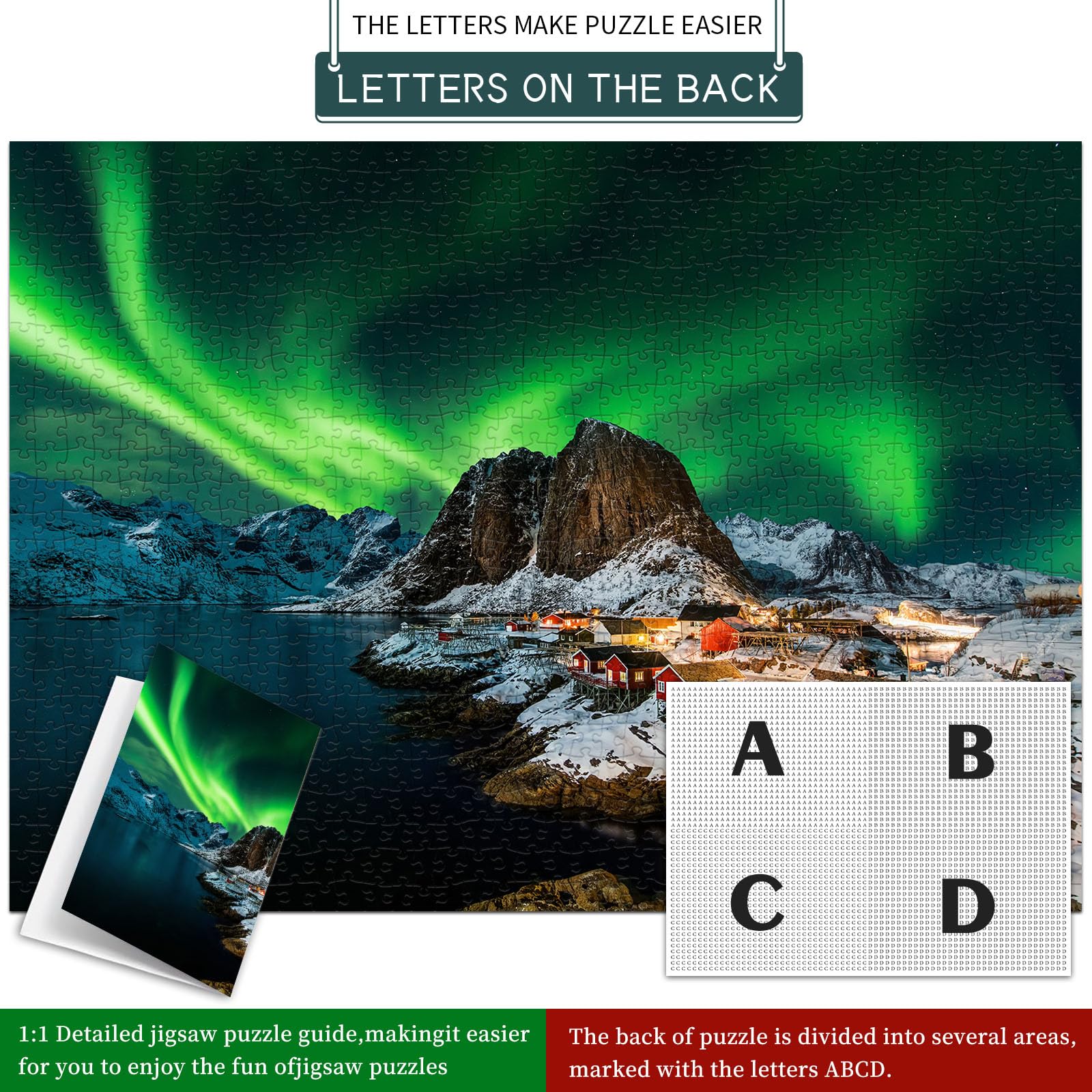 Puzzle 1000 Teile,Klassische Puzzles, Impossible Geschicklichkeitsspiel für die Ganze Familie, Farbenfrohes Legespiel - Norwegen Aurora Borealis, Home Dekoration 3