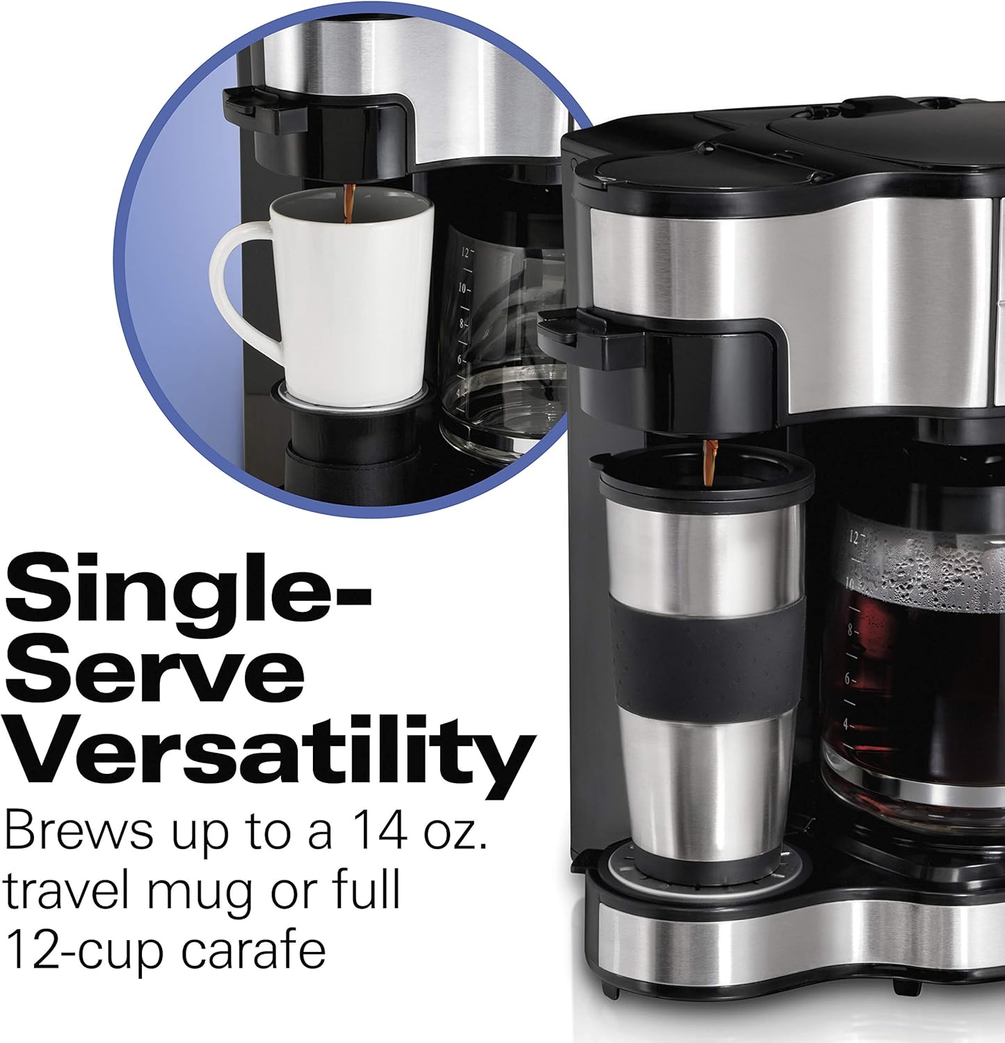 Hamilton Beach 2-Way Brewer Coffee Maker, Single-Serve and 12-Cup Pot, Stainless Steel (49980A), Carafe: Single Serve Brewing Machines: Kitchen & Dining