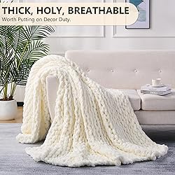 L'AGRATY Chunky Knit Blanket Throw: Soft Chenille