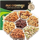 NUT CRAVINGS - Valentines Day Mixed Nuts Gift Basket in Green Gold Box (7 Assortments, 1 LB) Treats for Adults, Food Arrangement, Healthy Snack Care Package, Kosher
