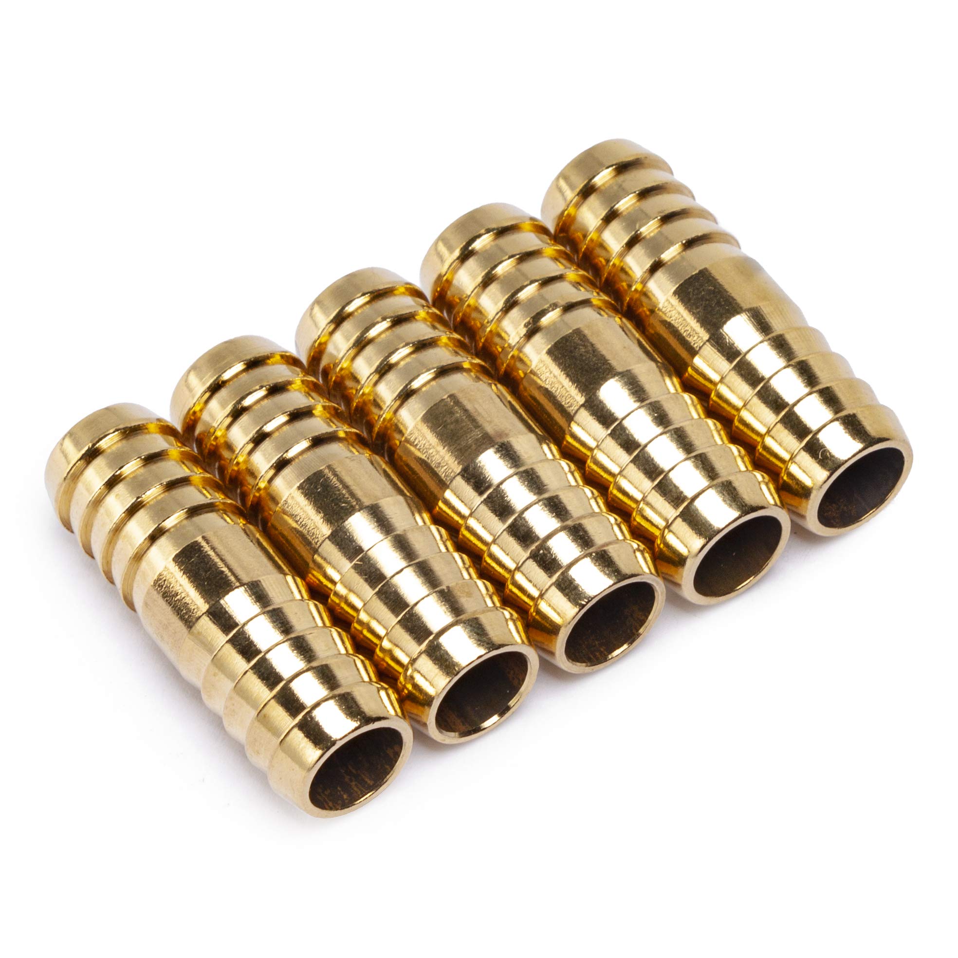 LTWFITTING Brass Hose Barb Connector 12mm ID 2 Way Straight Hose Fitting for Vehicle Fuel System, Car Heater and Cooler (Pack of 5)