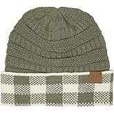 CC Winter Fall Trendy Chunky Stretchy Cable Knit Beanie Hat