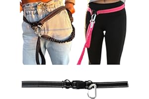 Shed Defender Hands Free Dog Leash Belt - Seen on Shark Tank - Attaches to Any Leash, Jogging & Running, Heavy Duty Buckle, Reflective Stitching, Adjustable one Size fits All, Designed in USA (Black)