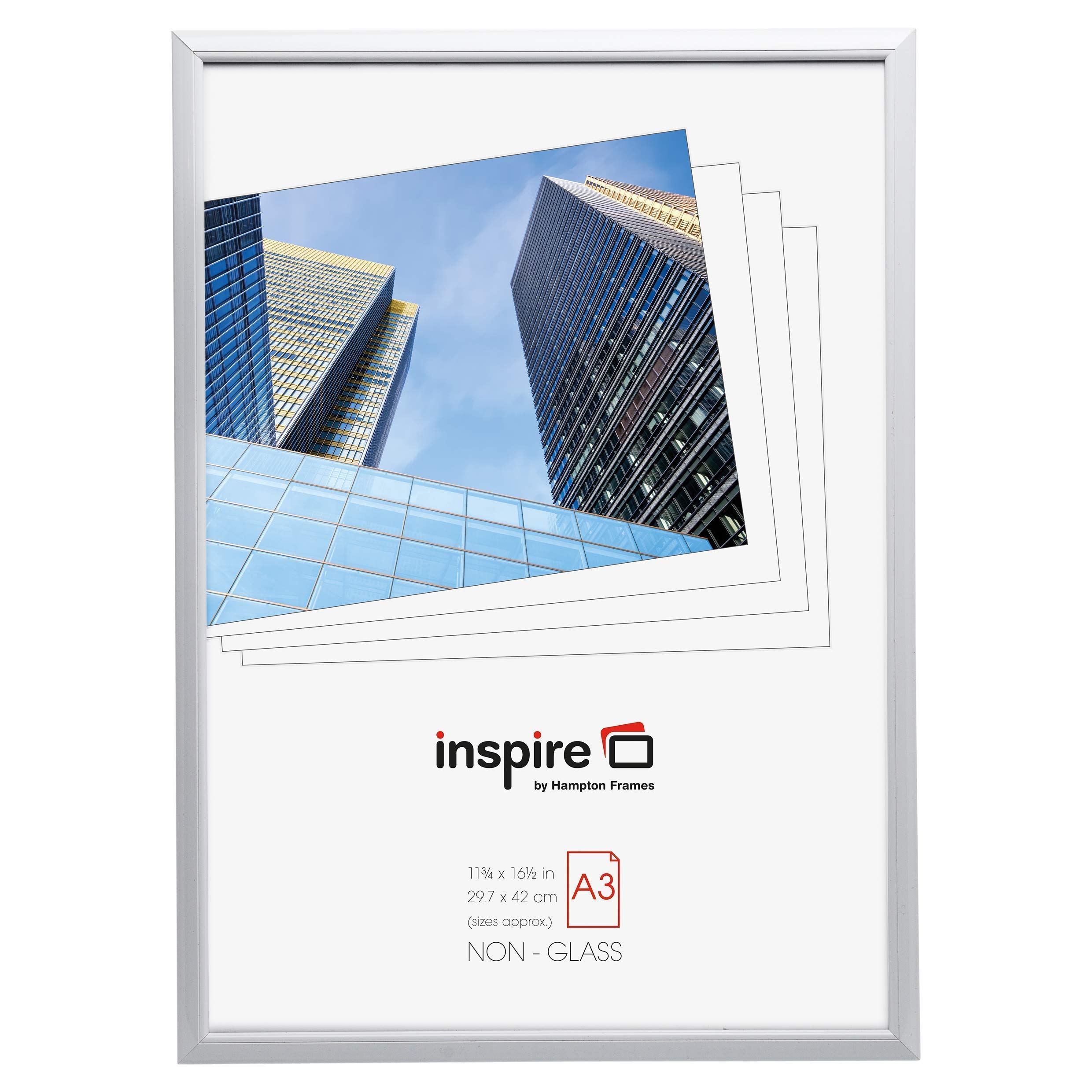 Hampton Frames | Photo Frame | A3 (30x42cm), White, Extruded Plastic, Foil Wrapped | Perspex Front, Lightweight, Wall Mount, Portrait or Landscape | Certificate Display, Home or Office Decor