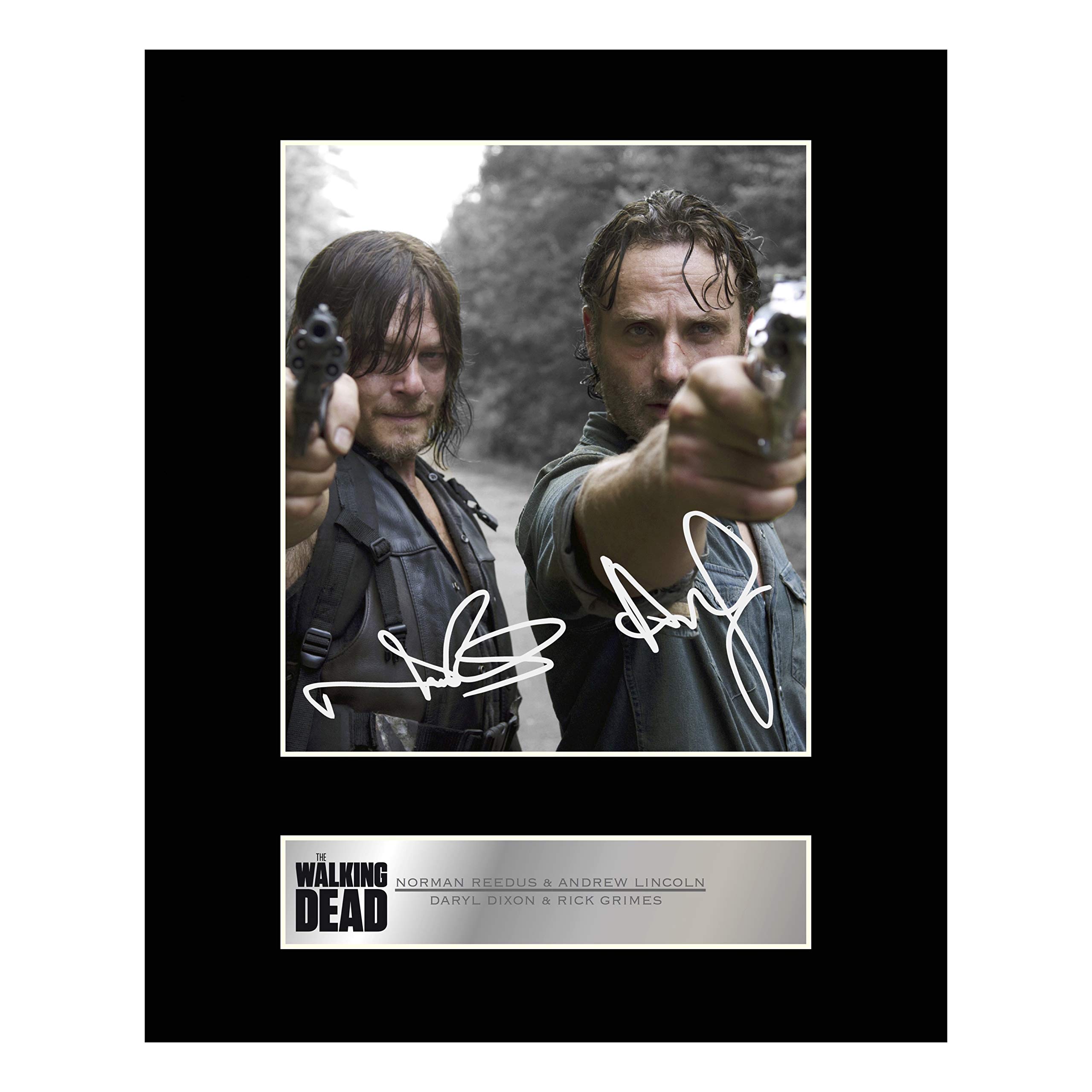 Iconic pics Norman Reedus, Daryl Dixon and Andrew Lincoln, Rick Grimes Print Signed Mounted Photo Display The Walking Dead #2 Autographed picture print