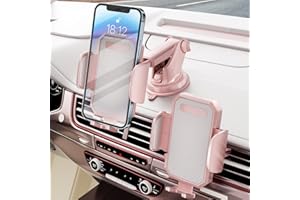 FBB 3-in-1 Phone Mount for car, Diamond Stickers Freely DIY, Sturdy & Secure Long Arm Suction Cup Holder Universal Car Dashboard Windshield Air Vent Car Phone Holder Compatible with All Smartphones