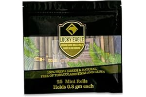 LUCKY EAGLE ORGANIC HAND-ROLLED LEAF SUPER SLOW BURNING Lucky Eagle Pre Rolled Cones - Hand Rolled Palm Leaf Rolls With Corn Husk Filter - Natural, Organic Pre-Wrapped Mini Cones, 25 Rolls (Mini)