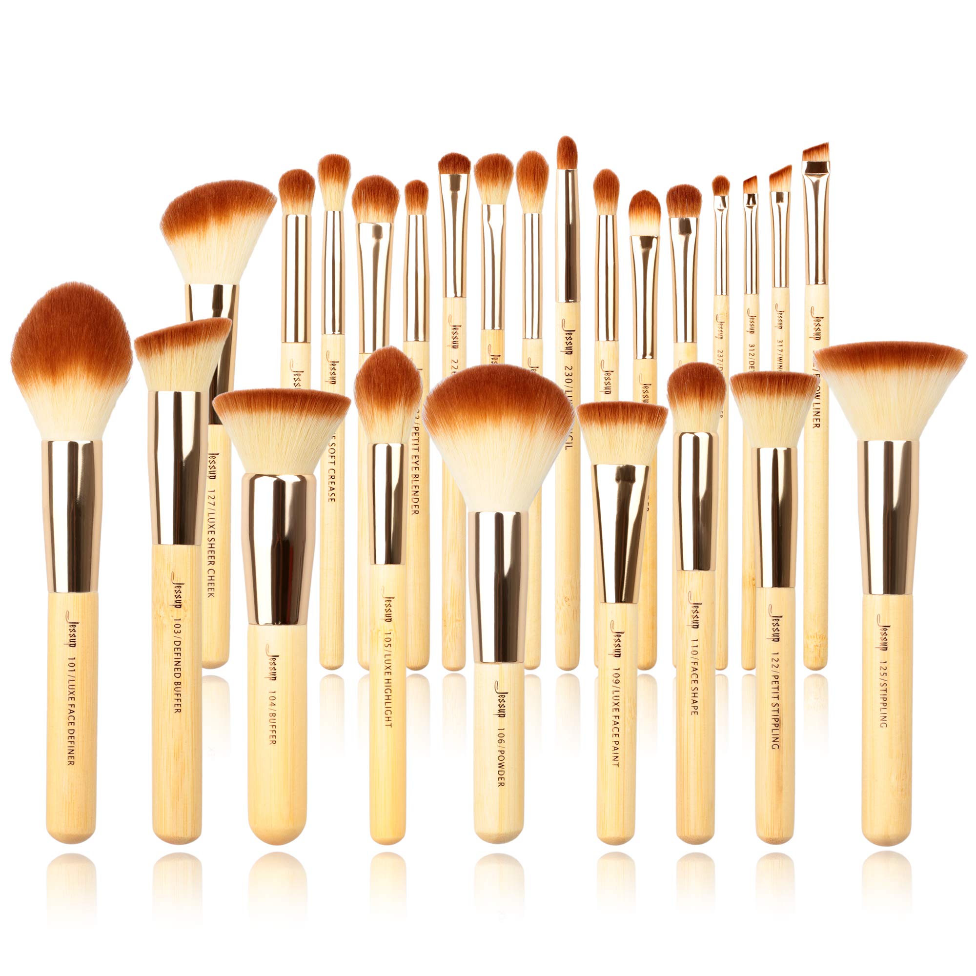 Jessup Brand 25pcs Beauty Bamboo Professional Makeup Brushes Make up Brush Tools kit Foundation Powder Blushes Eye Shader Cosmetics Tools T135