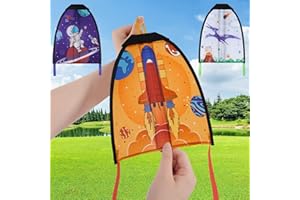 WERNNSAI 3 Pcs Mini Slingshot Kites - Thumb Ejection Kite Beach Toys Gift for Kids Teens Age 4-18 Years Old Easy to Fly Waterproof Stringless Beach Kite Small Funny Outdoor Sports Toy Dinosaur Rocket Style