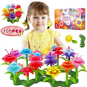 TURN RAISE Flower Garden Building Toys for Girls,109 Pcs Garden Bouquet Blocks,Creative Educational Stem Toys for for Preschool Children Age 3 4 5 6 7 Year Old (Style-2)