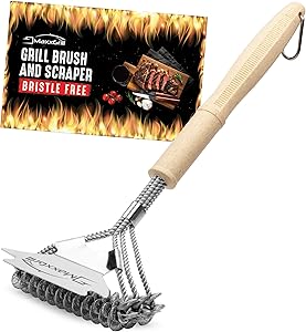MaxxGrill Grill Brush and Scraper - Bristle Free - Safe BBQ Cleaning Brush for All Grill Types - Ideal for Gas Grill - Weber Grill Accessories Rescue Cleaner