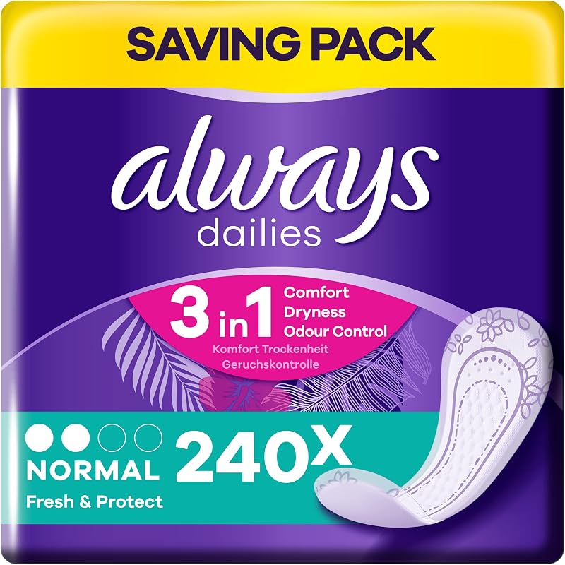 Always Dailies Fresh & Protect Panty Liners Normal 240 Liners 60 x 4 Packs