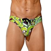 Arjen Kroos Mens Sexy Swim Briefs Bikini Swimwear Print Swimsuit with Drawstring Bathing Suit