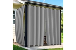 Arfntevss Outdoor Curtains for Patio Waterproof 2 Panels Blackout Curtains 96 inch Long with Zipper Top & Bottom Grommet Sun Blocking Outdoor Privacy Drape for Gazebo Porch Pergola (54x96, Grey)