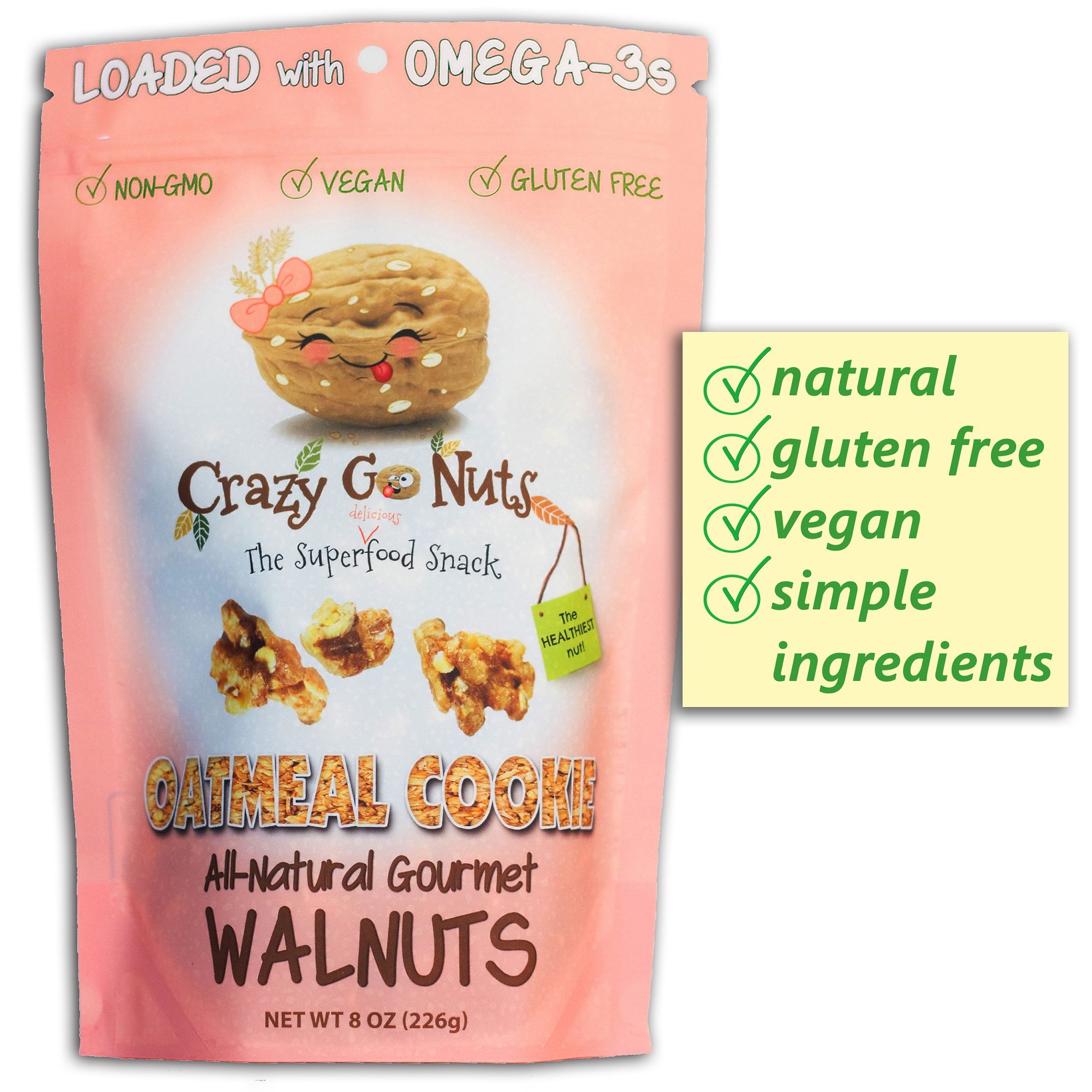 Crazy Go Nuts Flavored Walnuts & Healthy Snacks Gluten Free, Low Carb