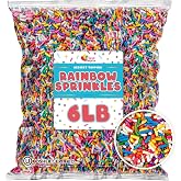 Bulk Rainbow Sprinkles, 6 lb Baking Topping for Cakes and Cupcakes | Colorful jimmies ideal on ice cream, cookies, brownies, donuts, party desserts, sundaes, frozen yogurt and festive treats