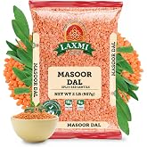 Laxmi Masoor Dal Split Red Lentils, Premium Protein with Fiber, 2 lb | Authentic Indian Origin, Quick-Cooking Split Red Masoor Dal; All-Natural Source of Plant-Based Protein and Fiber