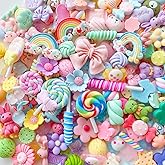 FULUSODO 60pcs Cute Set, Flat Back Bulk Mixed Resin Set Ornament Scrapbooking