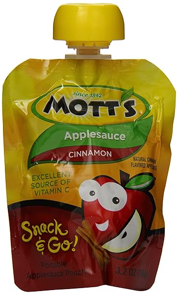 MOTT’S SNACK AND GO APPLESAUCE POUCHES, CINNAMON, 3.2 OUNCE (BOX OF 12 POUCHES)
