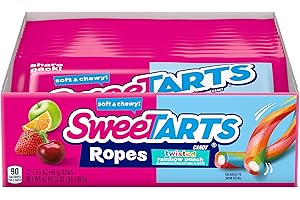 SweeTARTS Ropes, Twisted Rainbow Punch, 3.5 Ounce Pouches (Pack of 12)