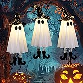Halloween Decorations Outdoor,Set of 3 Halloween Hanging Spirits with Cone Caps, Swaying Glow Decor Lights for Yard Patio Lawn Garden Party Porch Decor