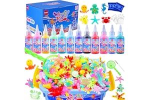 QANIY Magic Water Elf Toy Kit, Aqua Fairy Water Gel Kit,Christmas Gifts for Kids Ages with 12 Gels and 6 Molds, DIY Squishy Maker Set, Kids Christmas Gifts, DIY Crafts for Boys and Girls Ages 3+