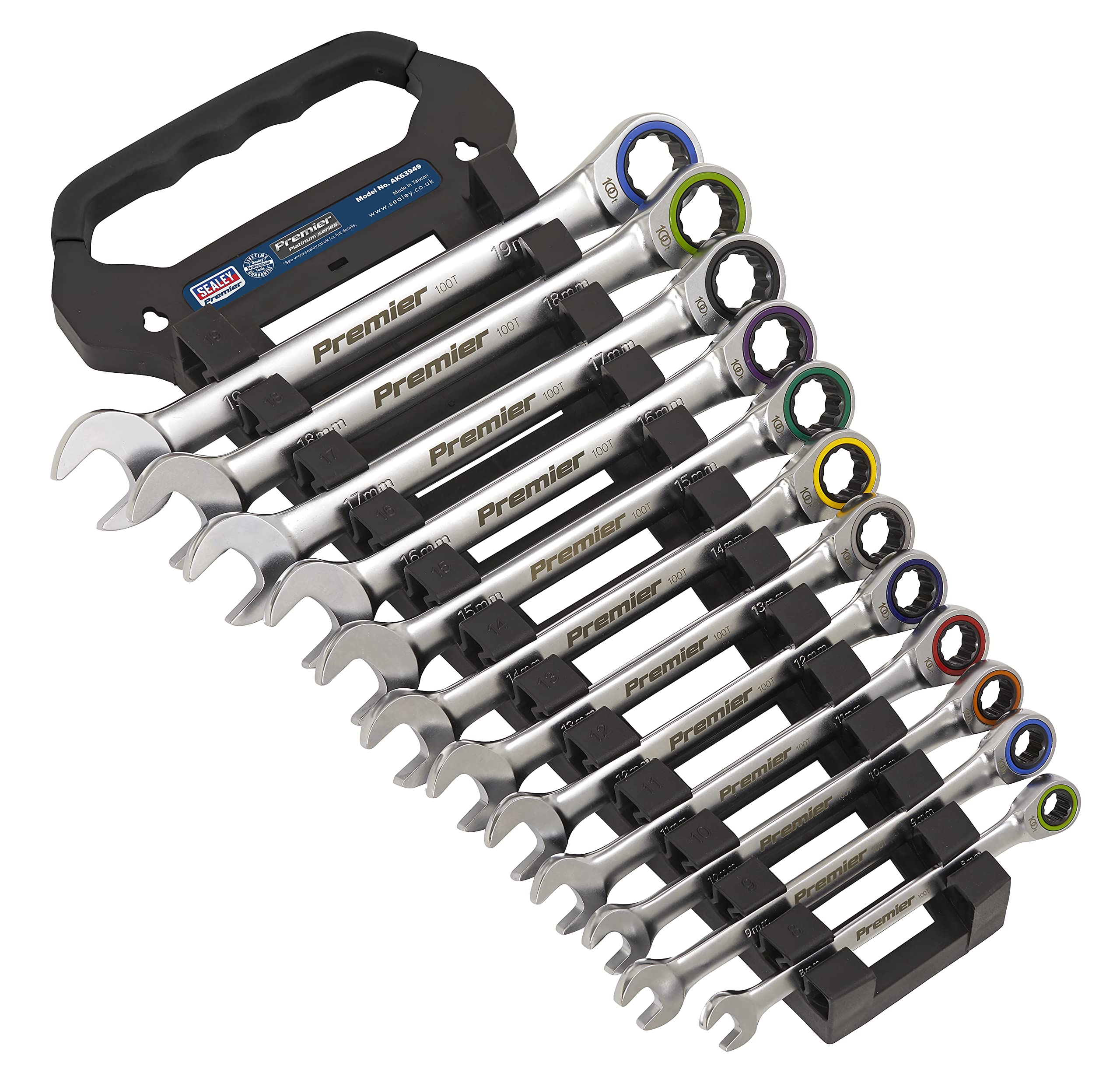 Sealey Combination Ratchet Spanner Set, 12pc - Platinum Series - AK63949