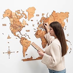 Enjoy The Wood 3D Wood World Map Wall Art Large