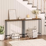 HOOBRO Console Table Slim Hallway Table Rustic Brown Black EBF75XG01 view 9