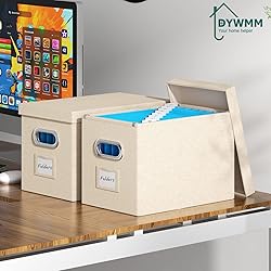 DYWMM Hanging File Box with Lid, Set of 4 Filing