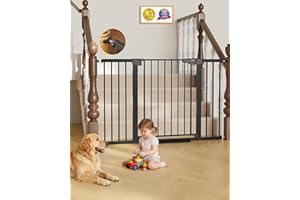 Cumbor 29.7"–51.5" Extra Wide Baby Gate for Stairs, Pressure-Mounted Dog Gates for Doorways & Hallways, Auto-Close Walk-Through, No-Trip Design, Child Proof Safety, Dog/Pet Gate for Indoor Use, Black