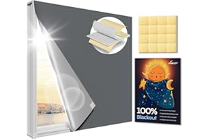 OTUOER Blackout Curtains for Bedroom (65"x57"),Portable Blackout Blinds with Stickers,No Drill Blackout Sahdes & Window Curtains for Baby Nursery,Travel Window Grey