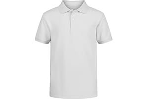 IZOD boys School Uniform Short Sleeve Polo Shirt, Button Closure, Comfortable & Soft Pique Fabric