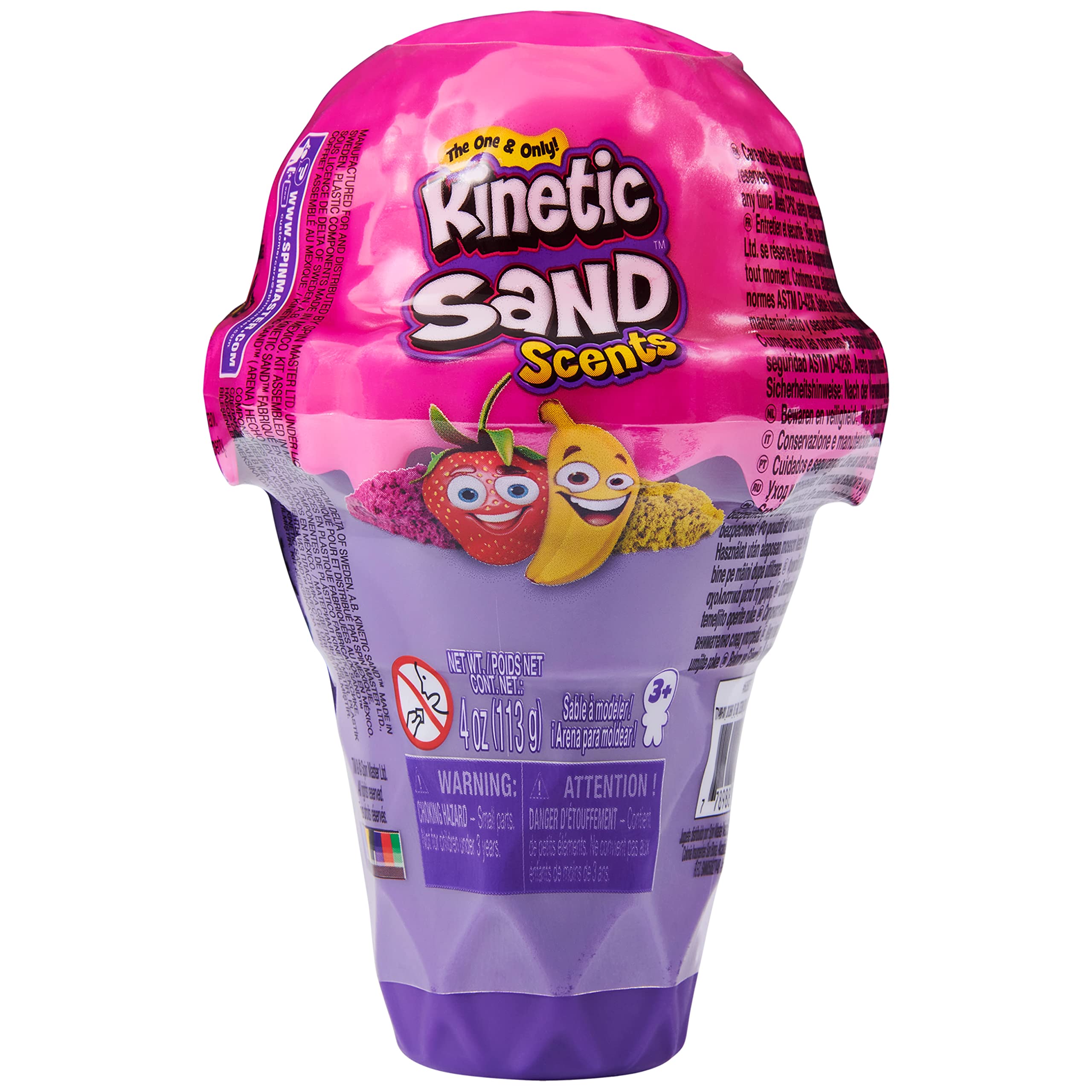 Kinetic Sand Scents, 113g Ice Cream Cone Container with 2 Colours of All-Natural Scented (Styles May Vary)