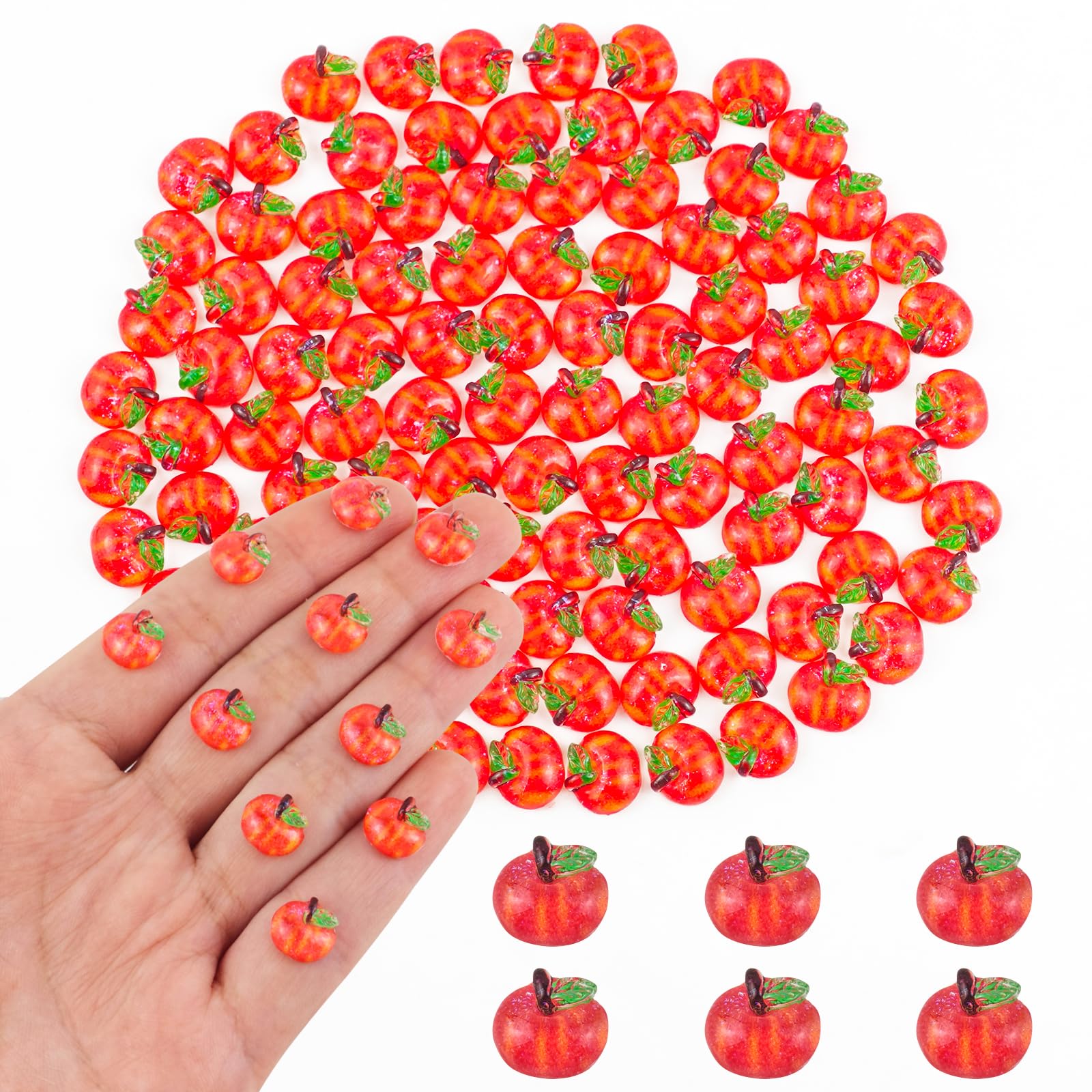 Photo 1 of 100 Pieces Tiny Apple for Dollhouse Micro Resin Fruit Decor for Crafts Mini Things for Fairy Garden Micro Landscaping Decoration, Style 1