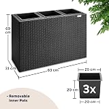 CASARIA Large Tall Rattan Flower Pot Planter with 3 Inner Pots 83x30.5x60 cm view 3