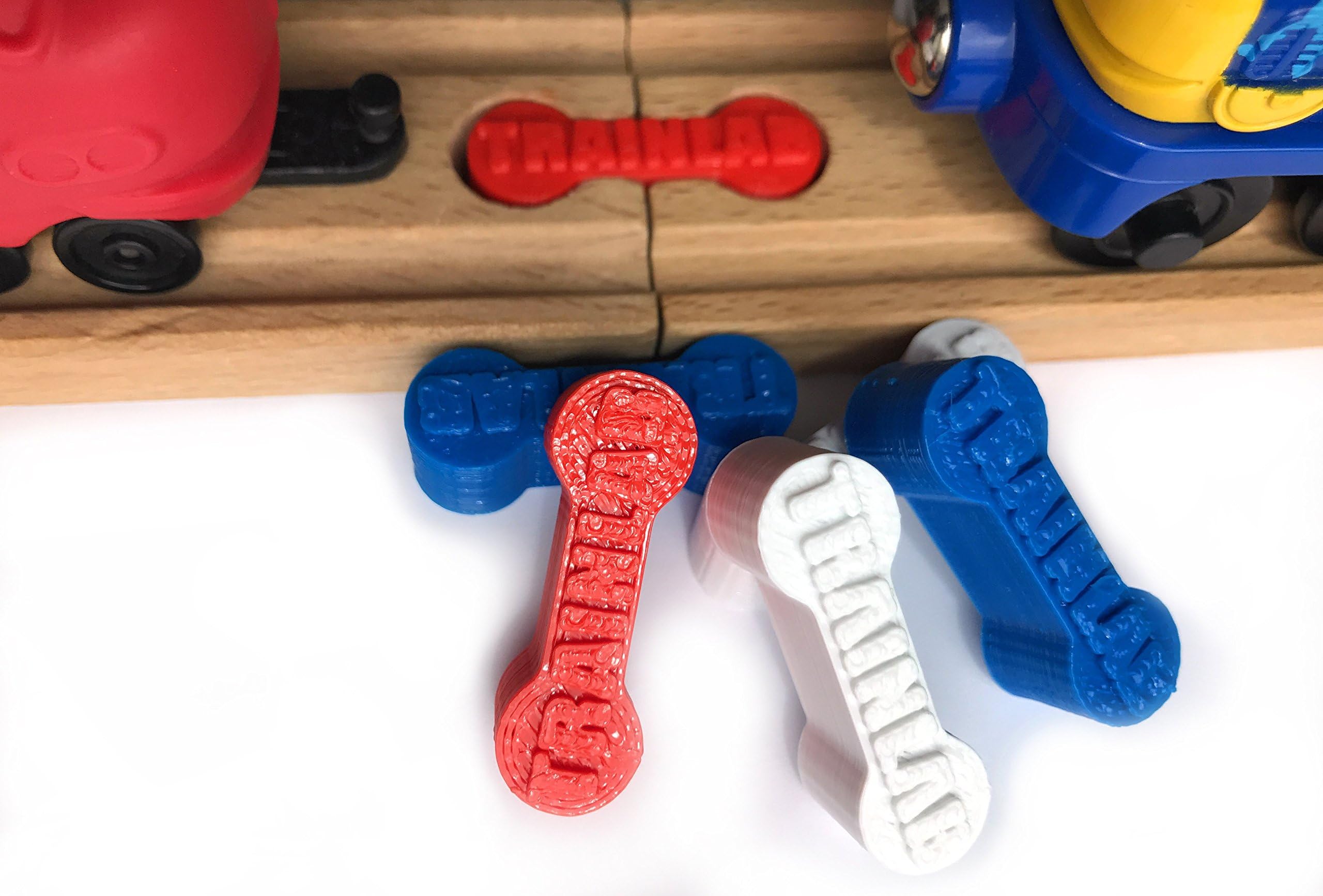 TrainLab Dog Bone Wooden Railway Train Track Adapters Connectors (6pcs) (Patriot)