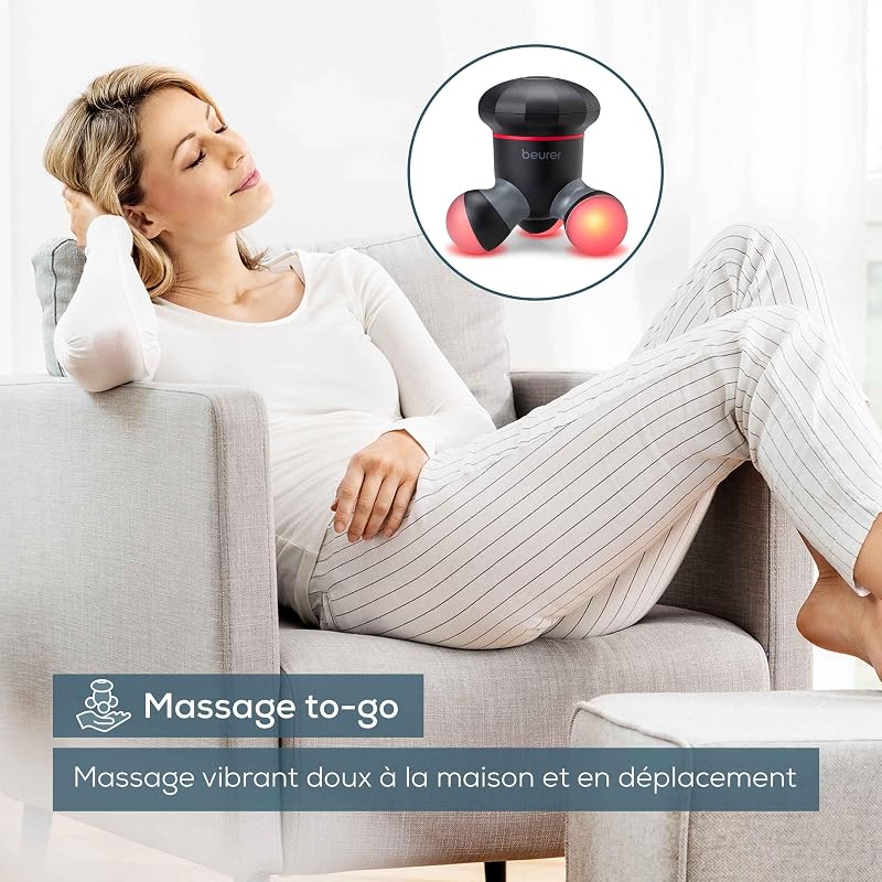 Mini masseur MG 18, appareil de massage électrique portatif pour un massage doux par vibrations, idéal pour le dos, le cou, les bras et les jambes, avec lumière LED, portable, noir, 1 pièce
