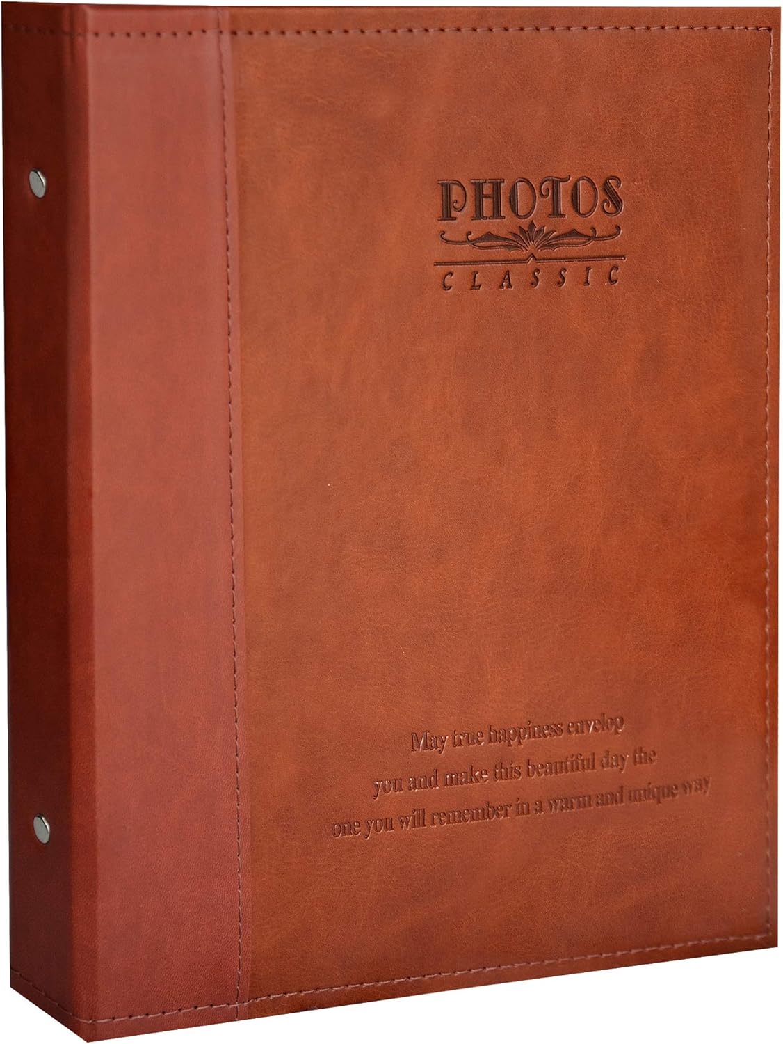 Zoview Leather Photo Album Holds 3X5, 4X6, 5X7, 6X8, 8X10 Photos, Dust-Free, Air-Free, and Waterproof, Hand Made DIY Albums (Red Brown, Medium)