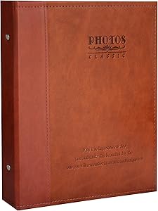 Zoview Leather Photo Album Holds 3X5, 4X6, 5X7, 6X8, 8X10 Photos, Dust-Free, Air-Free, and Waterproof, Hand Made DIY Albums (Red Brown, Medium)