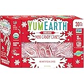 YumEarth Organic Holiday Mini Candy Canes, 30 Count | Individually Wrapped, Allergy Friendly, Gluten Free, Non-GMO, Vegan, Dye Free