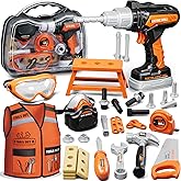 KidBloom Kids Tool Set, Construction Toys with Drill, Toddler Boy Toys with Vest, 3 4 5 Year Old Boys Gifts