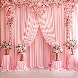 8 Panels Blush Pink Backdrop Curtains for Wedding