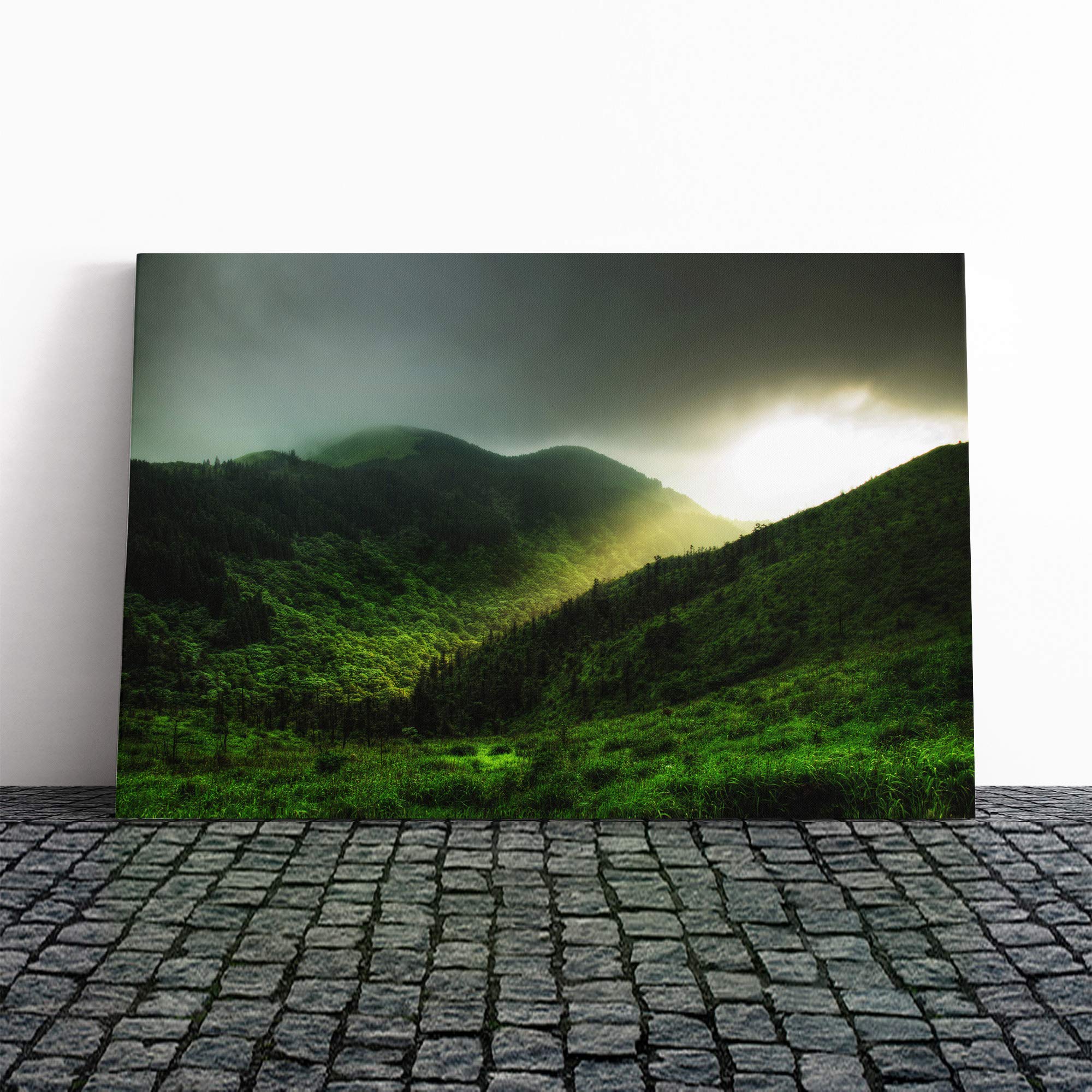 Landscape Light Over Mountains Canvas Print | Gallery Wrapped 30mm Frame Wall Art | 20x14 inches | Ready to Hang | Modern Landscape Picture | Living Room Bedroom Lounge Office
