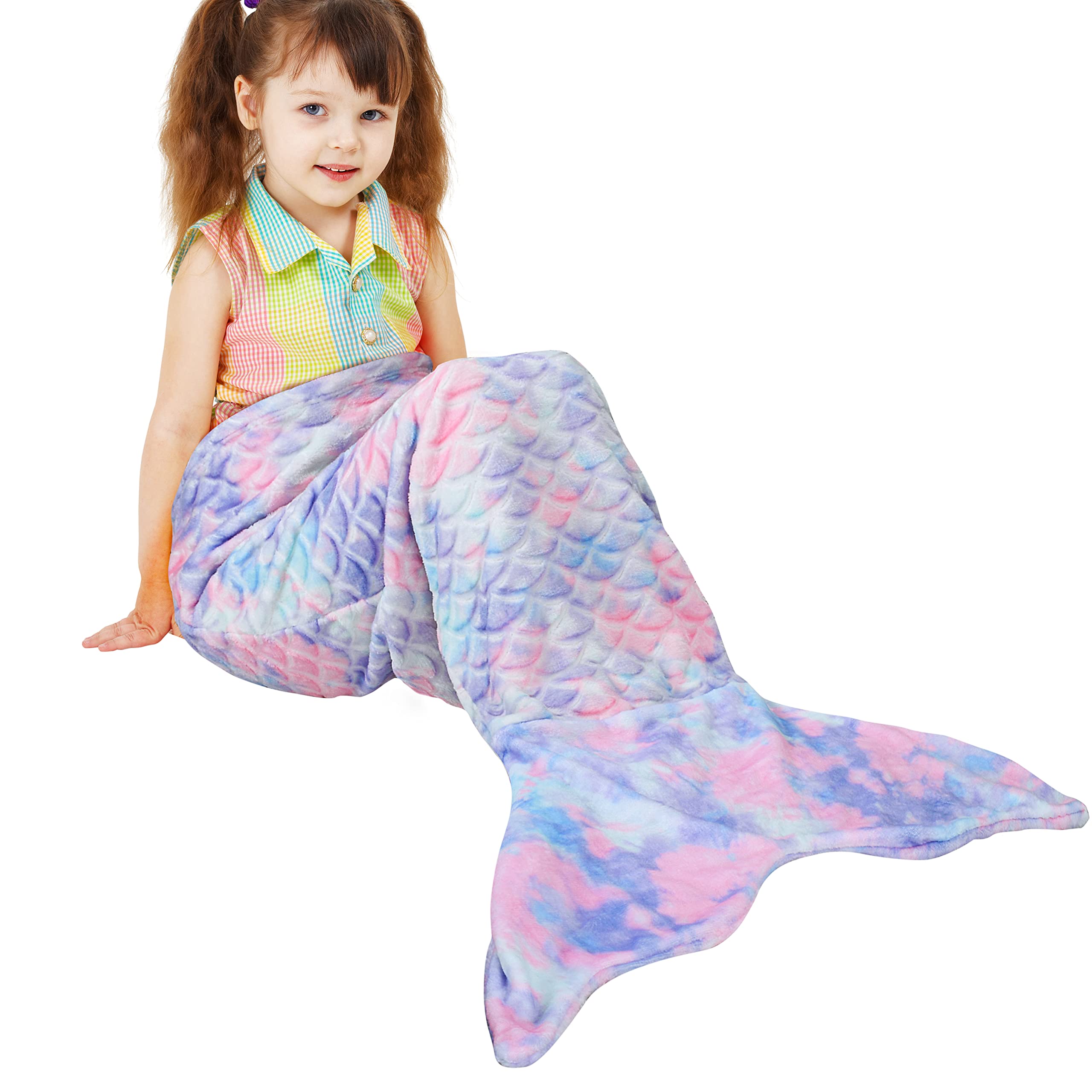 Catalonia Classy Mermaid Tail Blanket, Soft Warm Plush Fleece Sleeping Bag Snuggle Blanket for Teens 155 x 50 cm Dreamy Mermaid, Fish Scale Pattern, Fantasy Mermaid — image 1