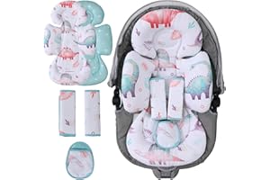 E1F1NN DOT Infant Car Seat Insert, 2-in-1 Head & Body Carseat Support for Baby Newborn Toddler with Strap Covers, Reversible Ultra-Soft Cushion for Baby Carseat, Stroller, Swing & Bouncer​