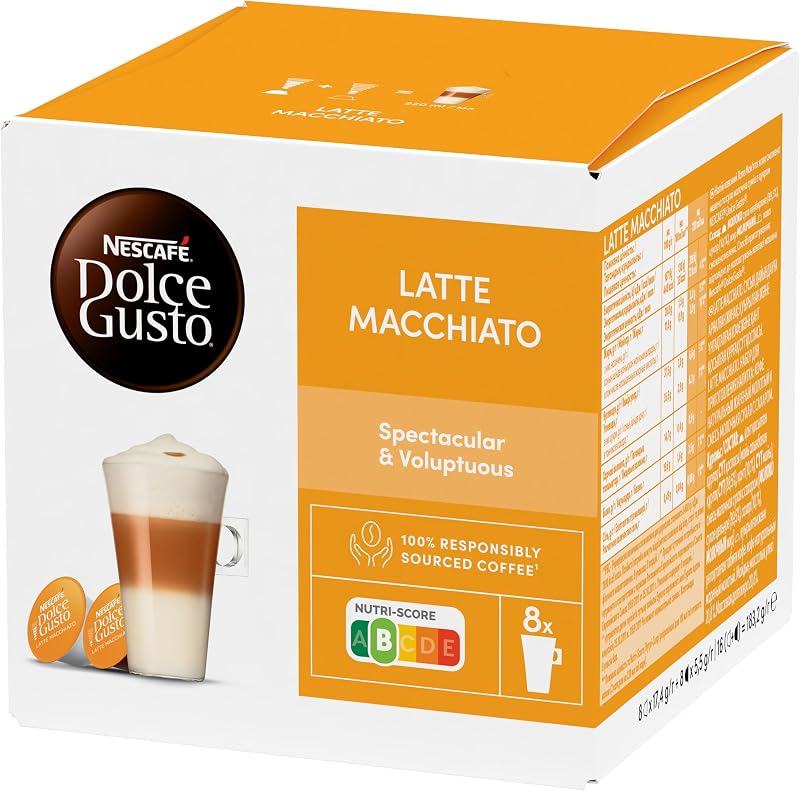 NESCAFÉ Dolce Gusto Latte Macchiato - Cápsulas de Café, 48 Cápsulas (3 x 16) - Original para Cafeteiras Dolce Gusto