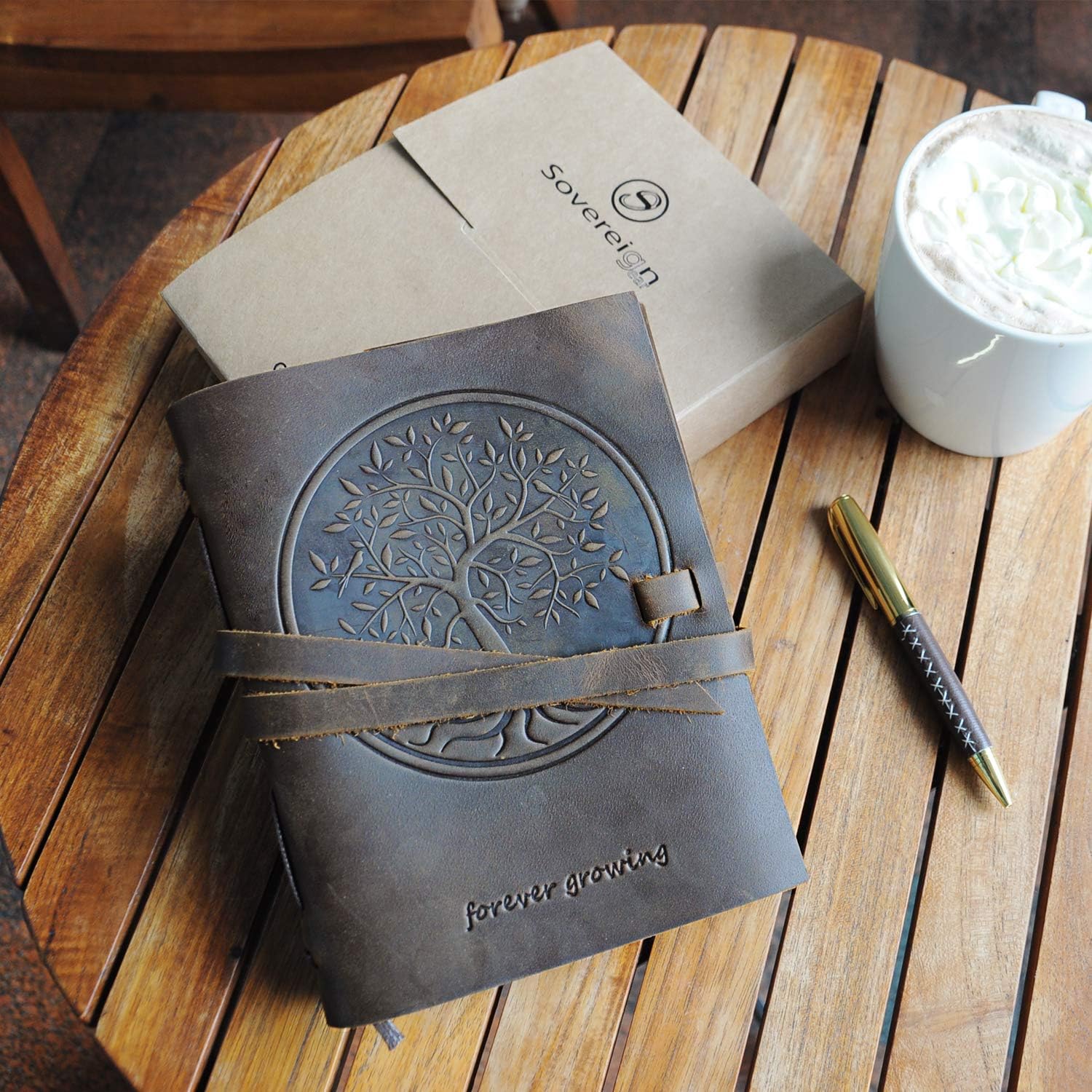 Tree of Life Leather Journal Embossed Handmade Travel Diary - Image 5