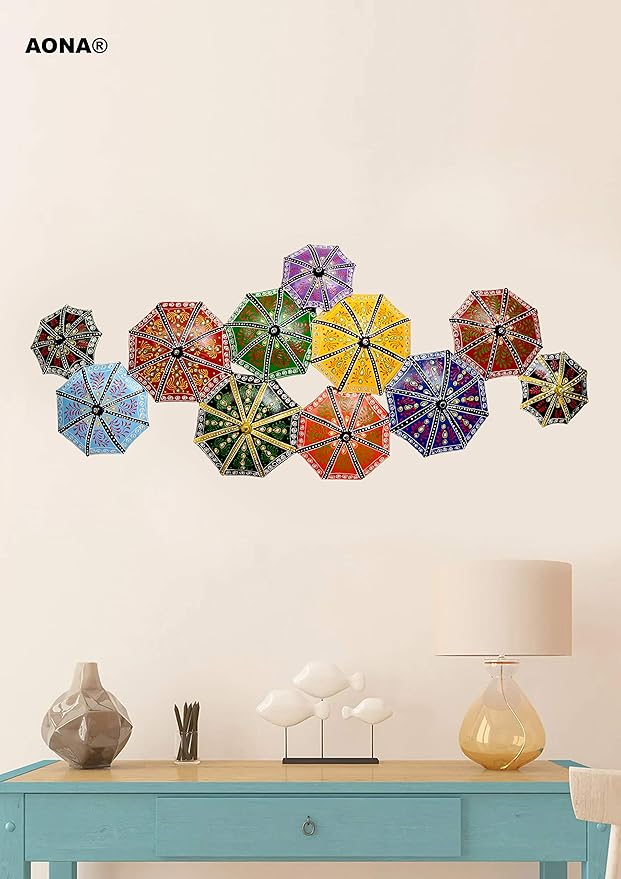 Buy AONA Metal Wall Decor/Wall Mounted Eleven Umbrella Mounted Art 3D