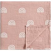 Meracorallo Muslin Swaddle Blanket, 100% Cotton Receiving Blanket Soft and Breathable Swaddle Wrap for Baby Boys and Girls, Rainbow